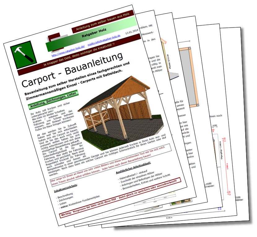 PDF - Datei: Satteldach - Carport Bauanleitung